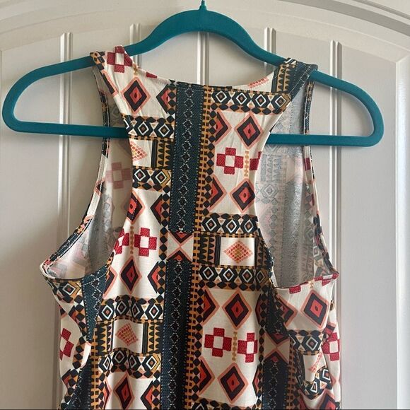 H&M White Orange Green Aztec Print Racerback Skater Midi Dress; SZ M; NWOT - Picture 5 of 8